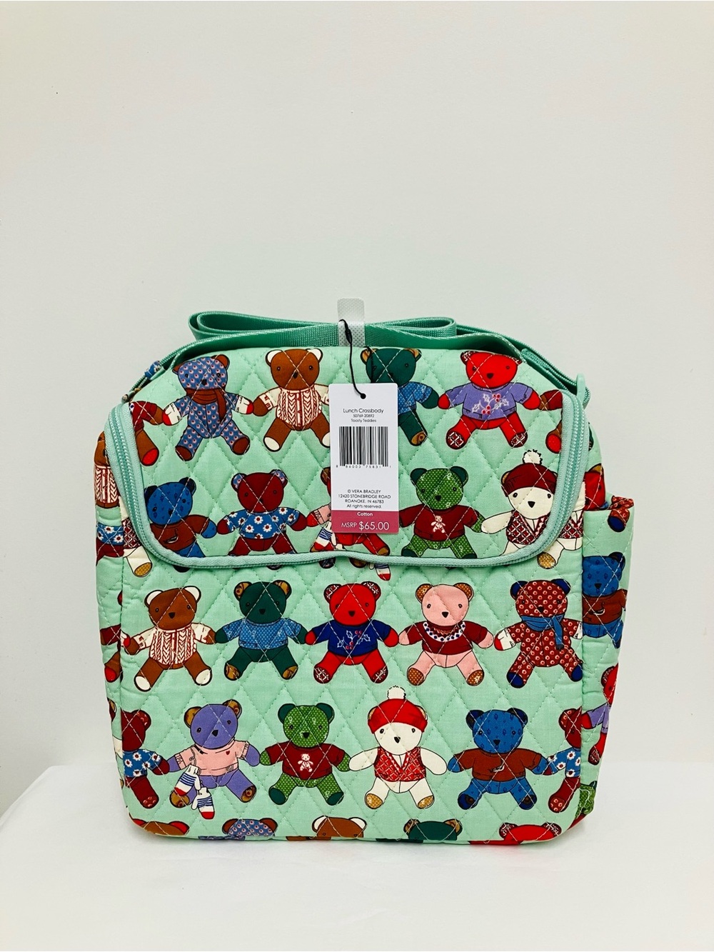 Vera Bradley Toasty Teddies Lunch or Cosmetic Supplies Crossbody Bag